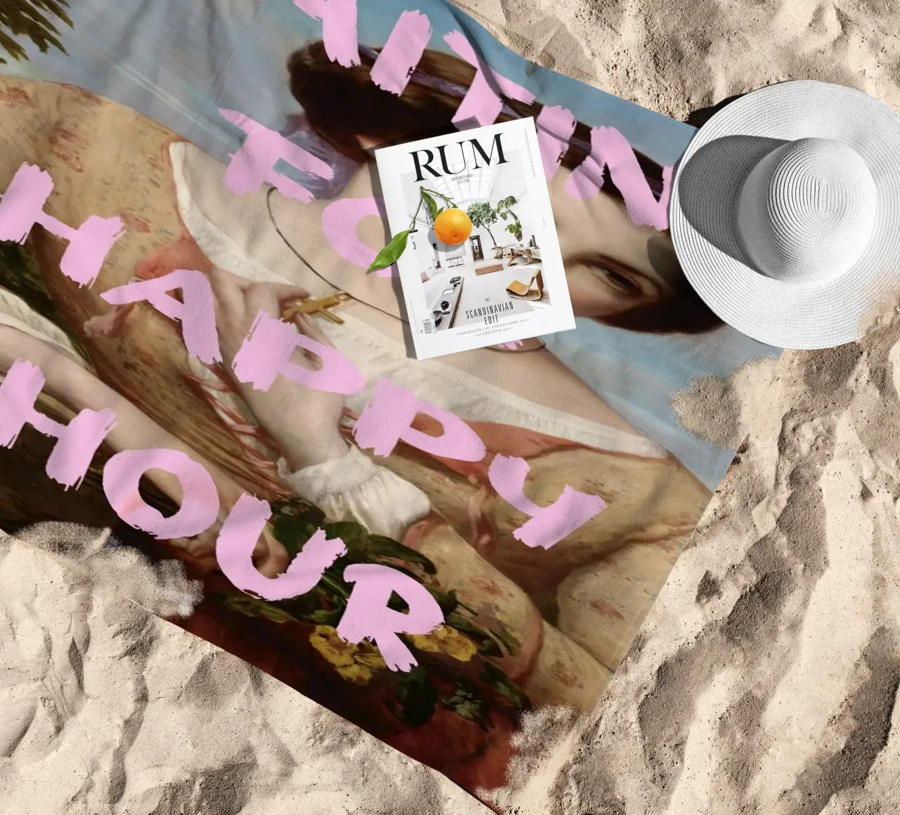 "Aspettando l'Happy Hour" - Pop Art, Remix classico, umorismo, telo mare da NorwesClub