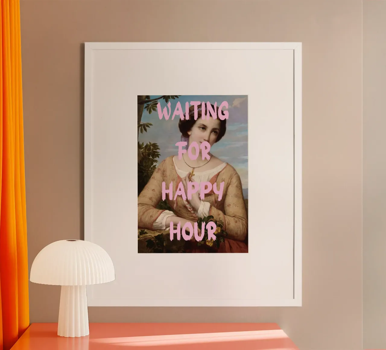 "Aspettando l'Happy Hour" - Pop Art, Remix classico, umorismo, poster con telaio in alluminio da NorwesClub