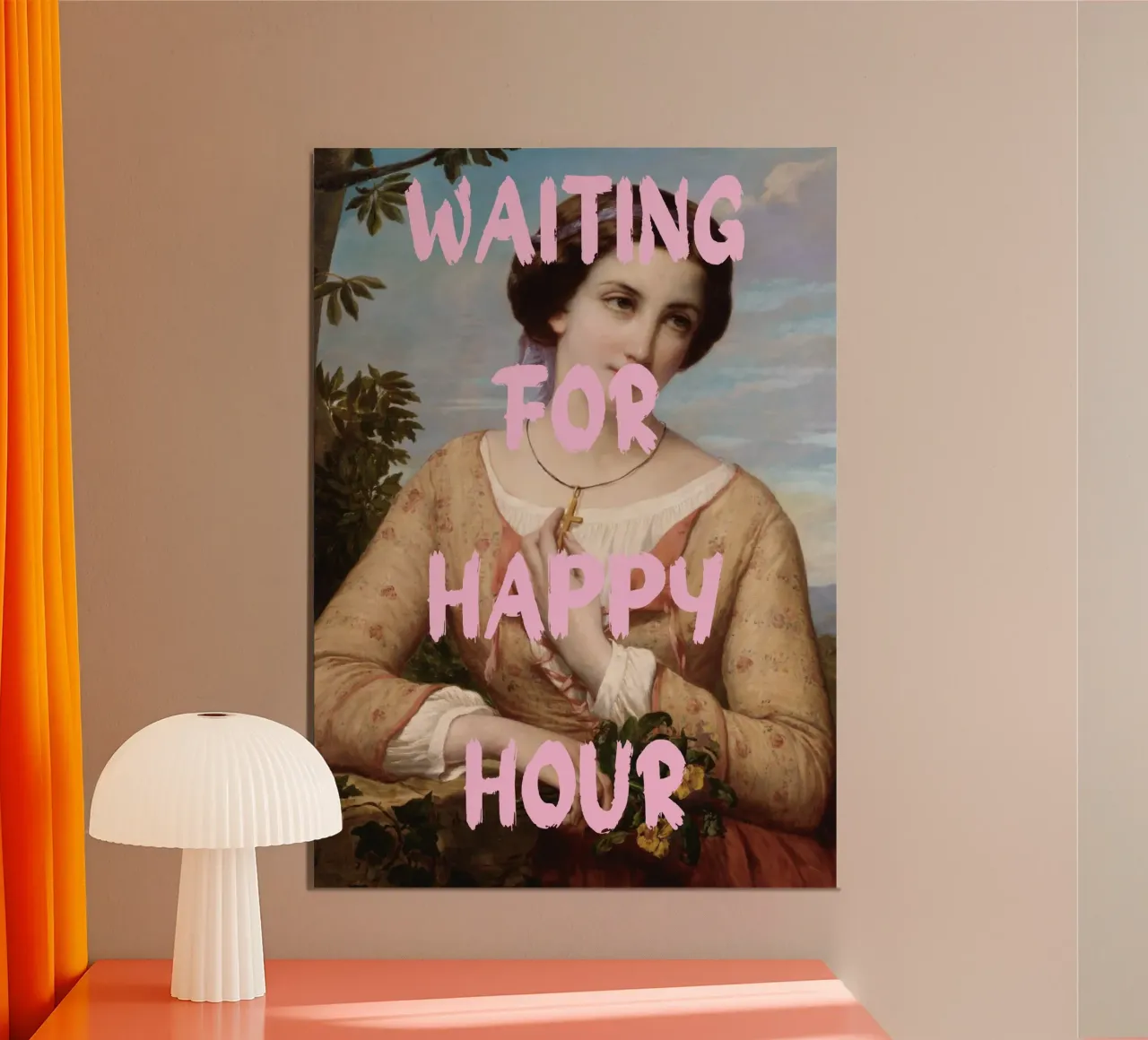 "Aspettando l'Happy Hour" - Pop Art, Remix classico, umorismo, poster con telaio in alluminio da NorwesClub
