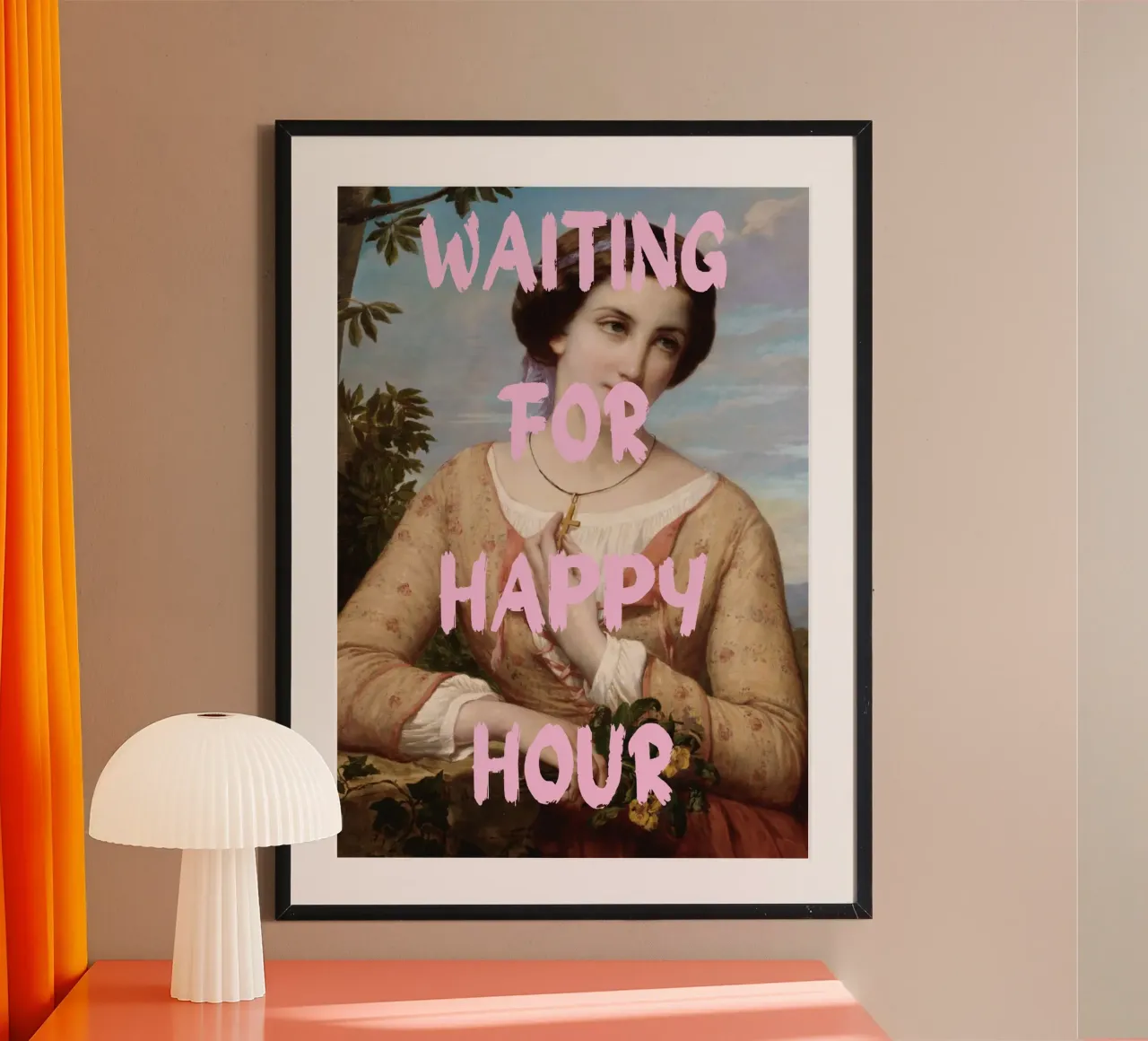 "Aspettando l'Happy Hour" - Pop Art, Remix classico, umorismo, poster con telaio in alluminio da NorwesClub