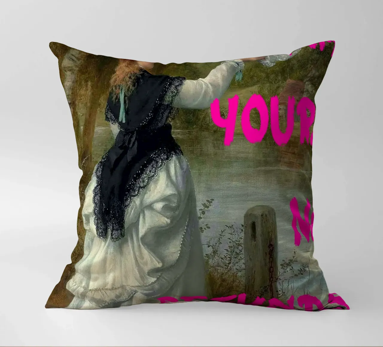 "Tuo, nessun rimborso" - Pop Art, Remix classico, umoristico, audace cuscino da NorwesClub