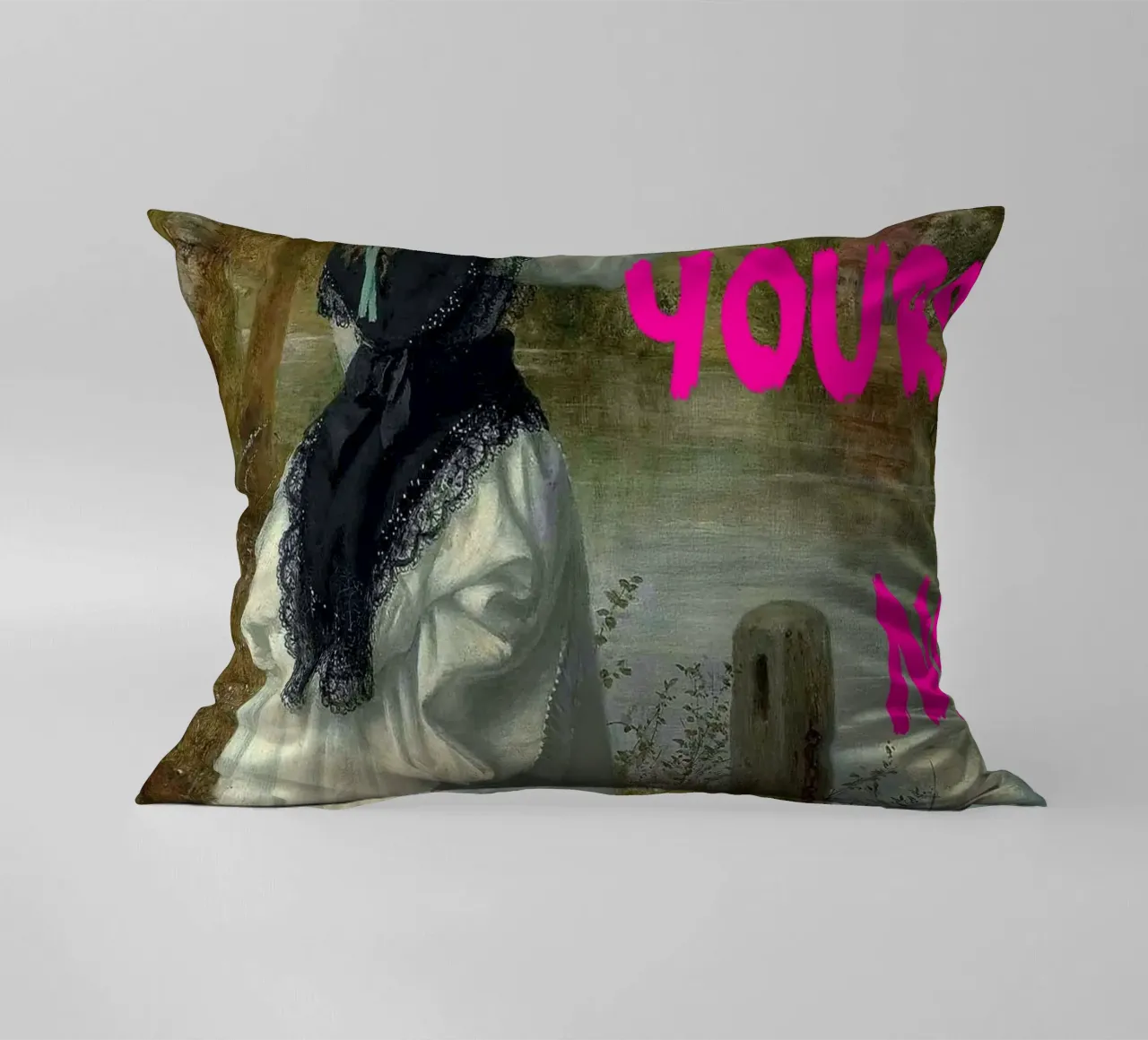 "Tuo, nessun rimborso" - Pop Art, Remix classico, umoristico, audace cuscino da NorwesClub