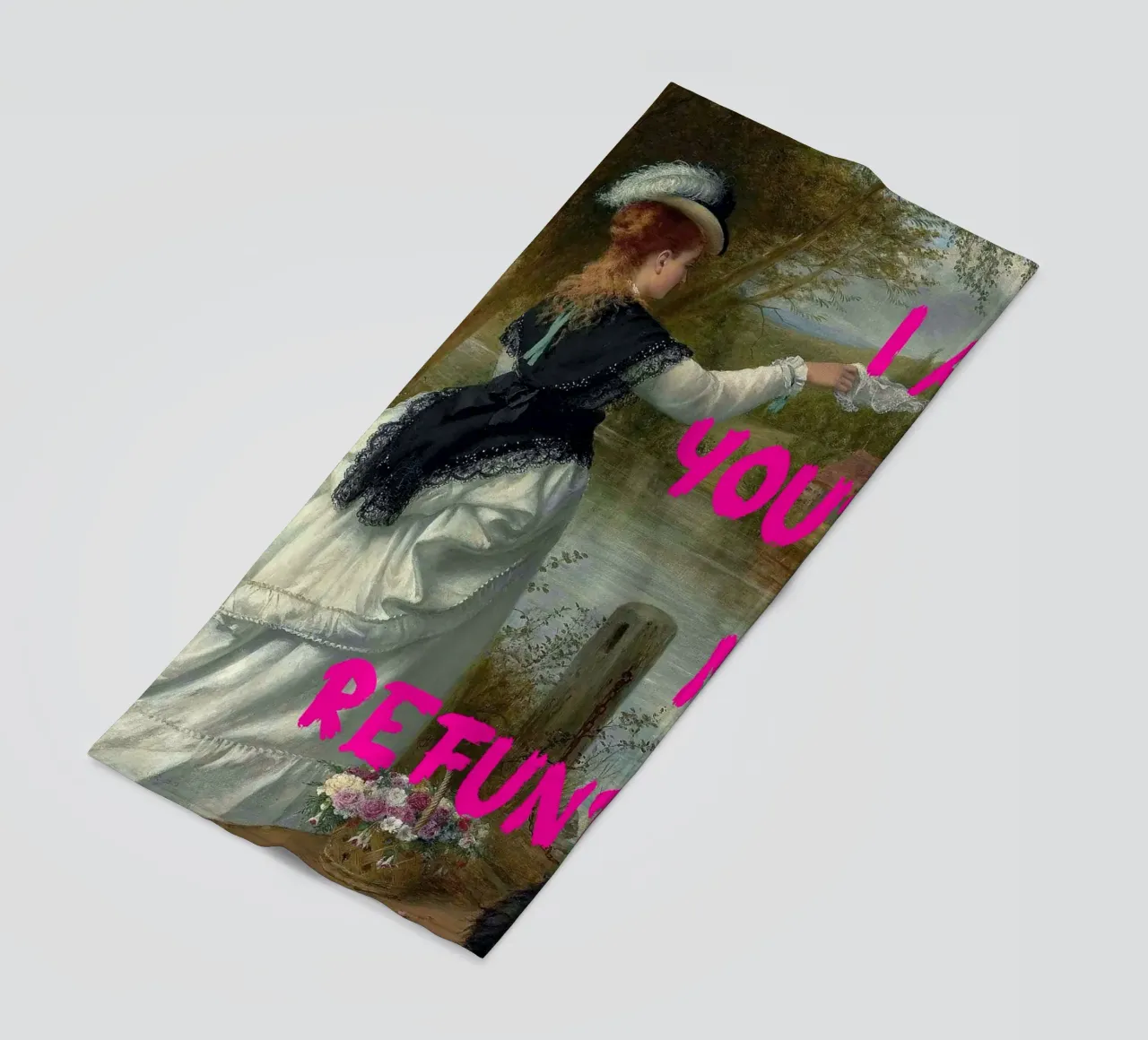 "Tuo, nessun rimborso" - Pop Art, Remix classico, umoristico, audace telo mare da NorwesClub