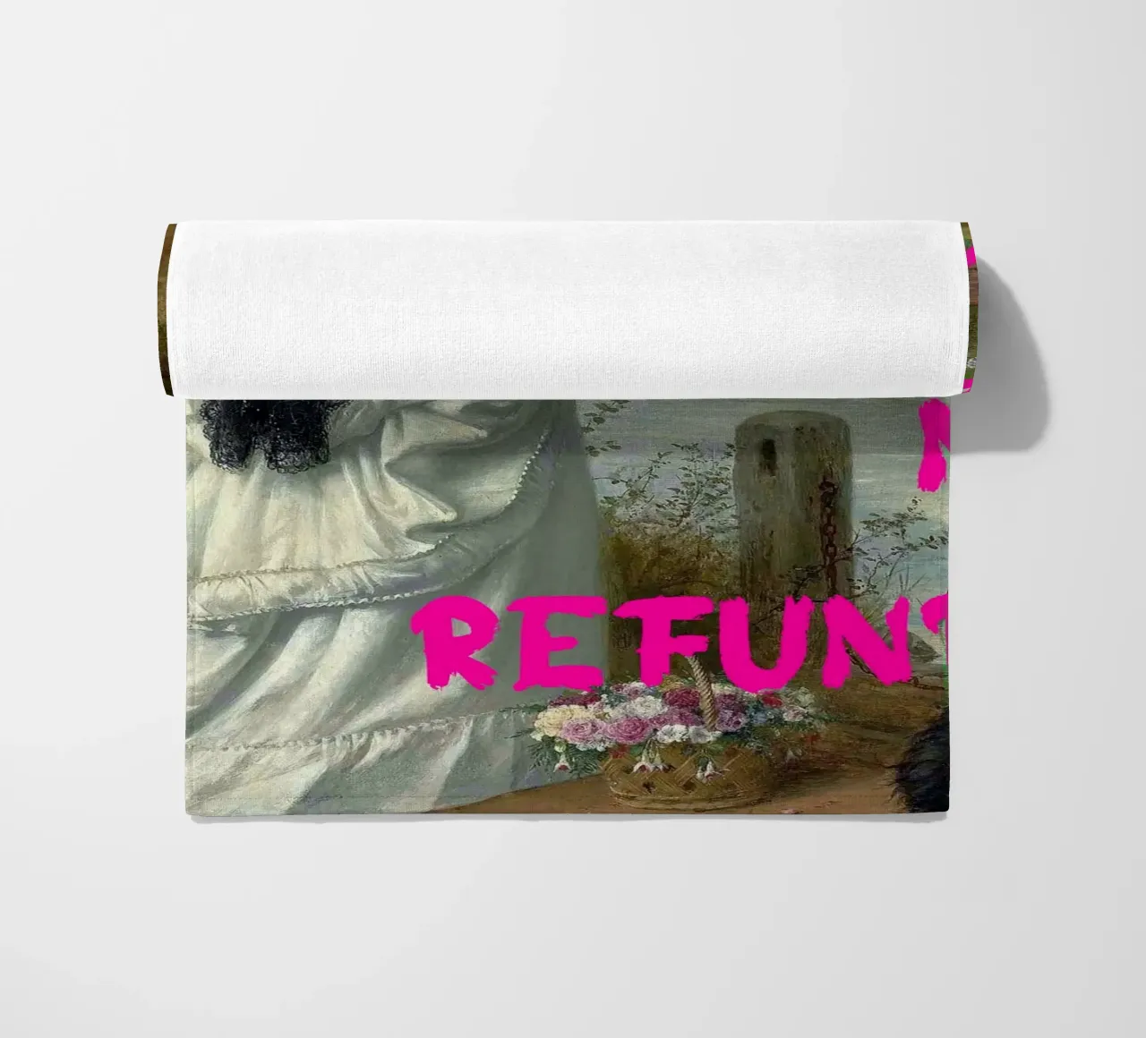 "Tuo, nessun rimborso" - Pop Art, Remix classico, umoristico, audace telo mare da NorwesClub