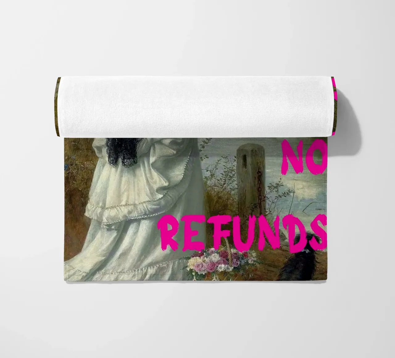 "Tuo, nessun rimborso" - Pop Art, Remix classico, umoristico, audace telo mare da NorwesClub