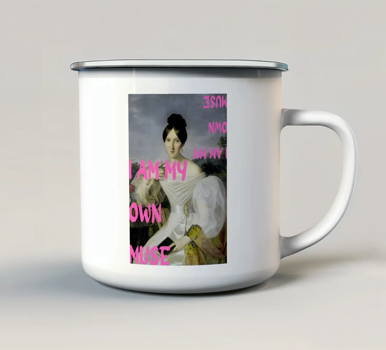 "My Own Muse" - Pop Art, Remix classico, Empowerment, Pink Ae tazza in smalto da NorwesClub