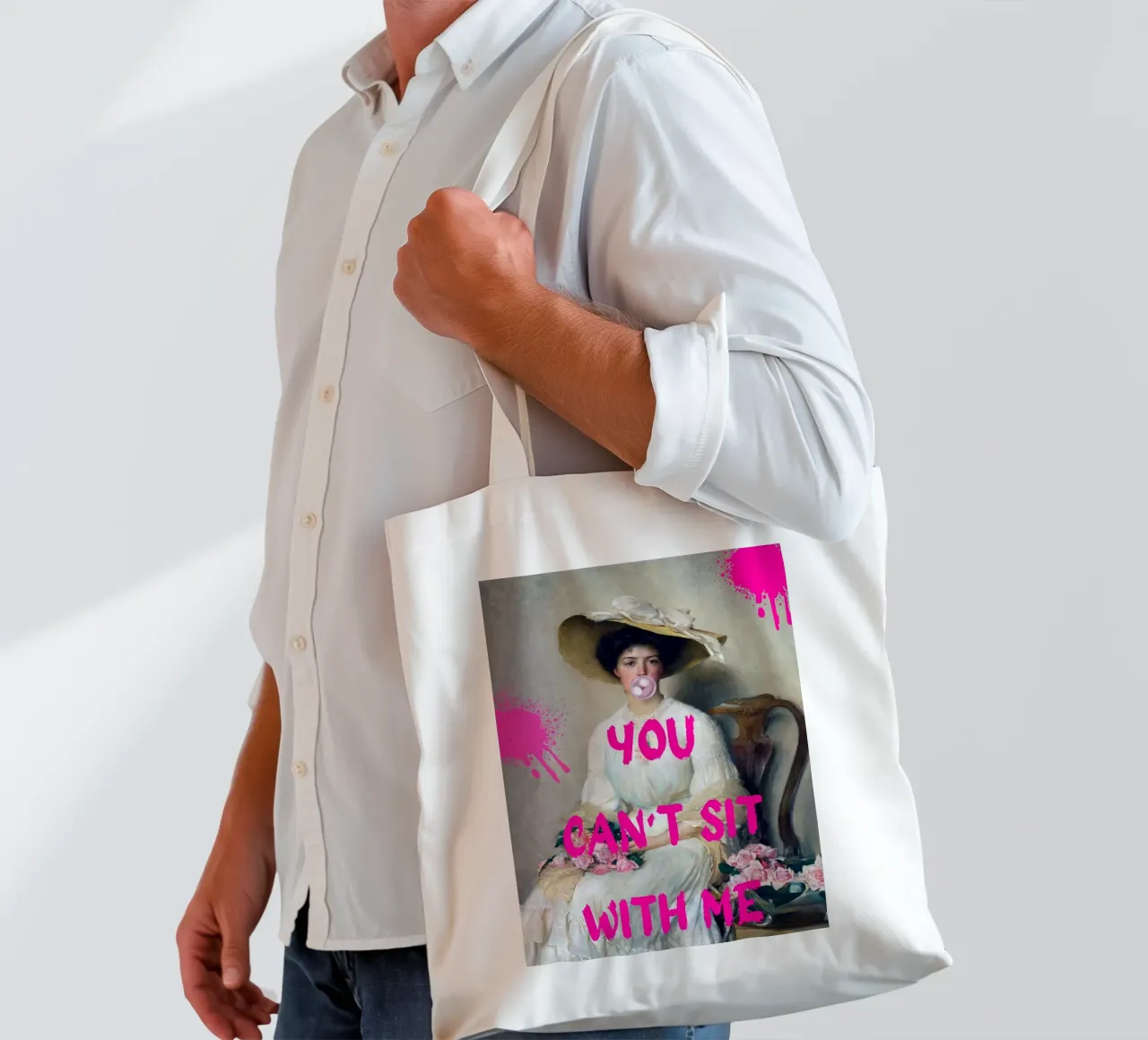 "Can't Sit With Me" - Pop Art, Remix classico, Meme Culture, borsa in juta da NorwesClub
