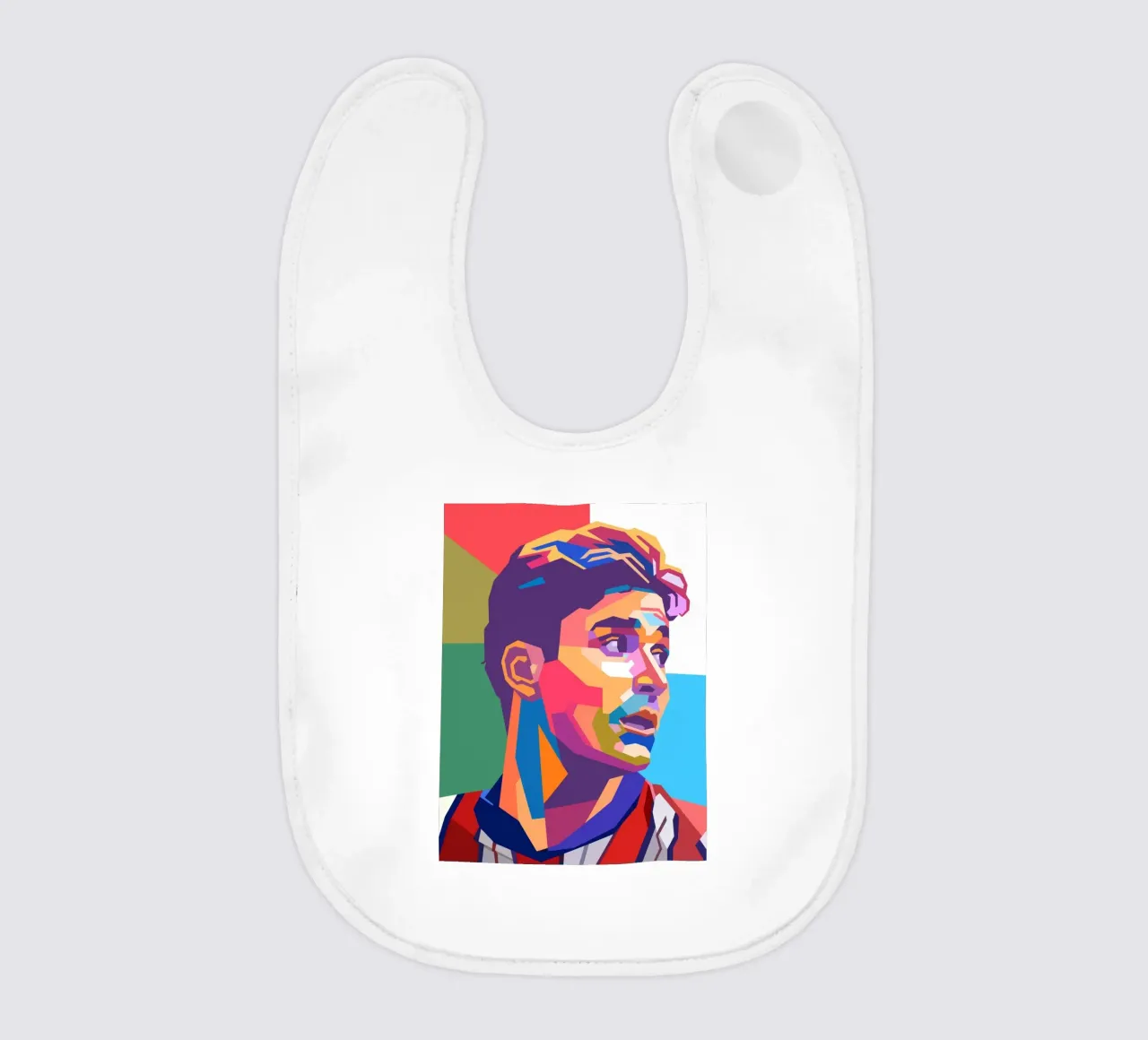 Ritratto pop art di Julian Alvarez bavaglino da Hantamrata
