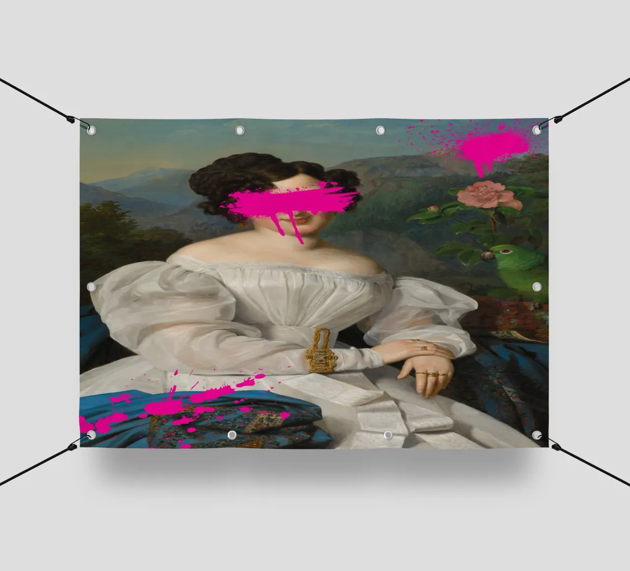 "Pink Blur" - Remix classico, arte di strada, vibrante, tagliente telo in pvc da NorwesClub