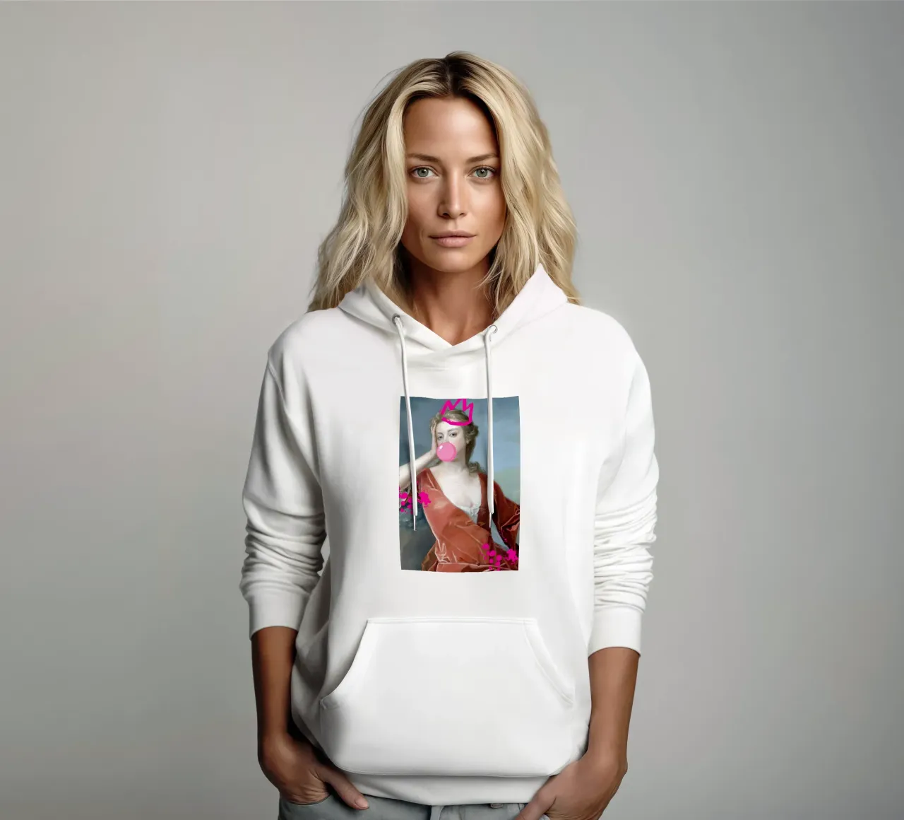 "Bubblegum Queen" - Pop Art, Remix classico, giocoso, di tendenza felpa con cappuccio da NorwesClub