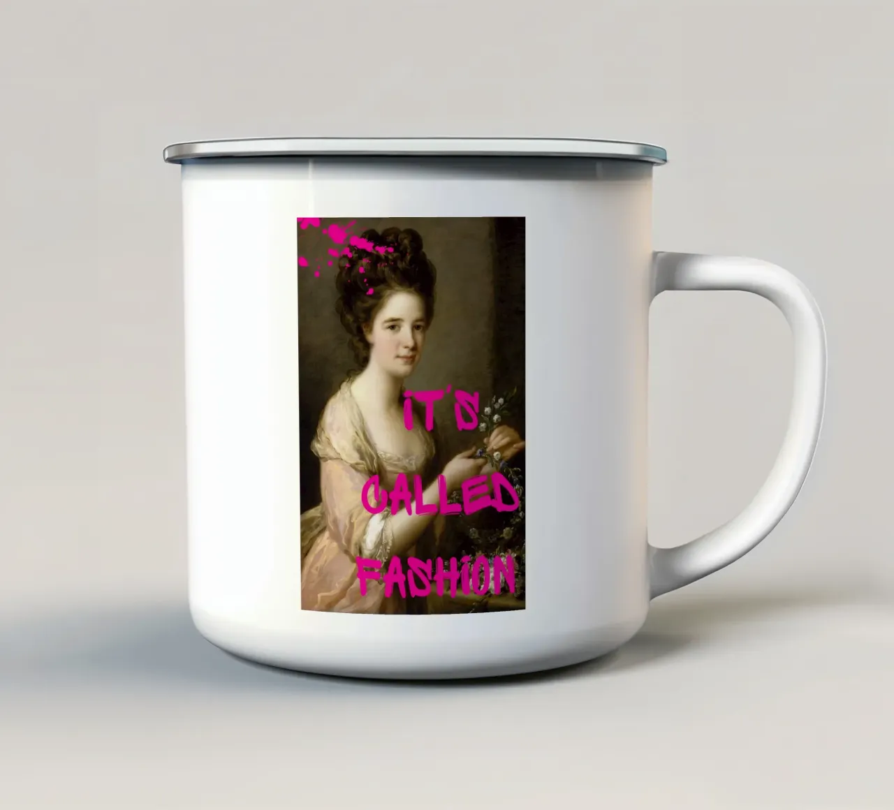 "Si chiama moda" - Kauffman, Pop Art, Trendy, Umoristico tazza in smalto da NorwesClub