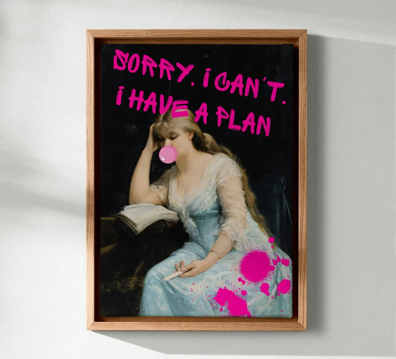"Sorry, I've a Plan" - Bashkirtseff, Pop Art, Humorous, Tren canvas by NorwesClub