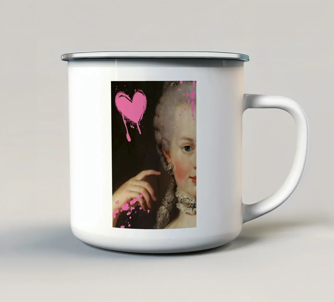"Il cuore di Marie" - Pop Art, Remix classico, Amore, Rosa spigoloso tazza in smalto da NorwesClub