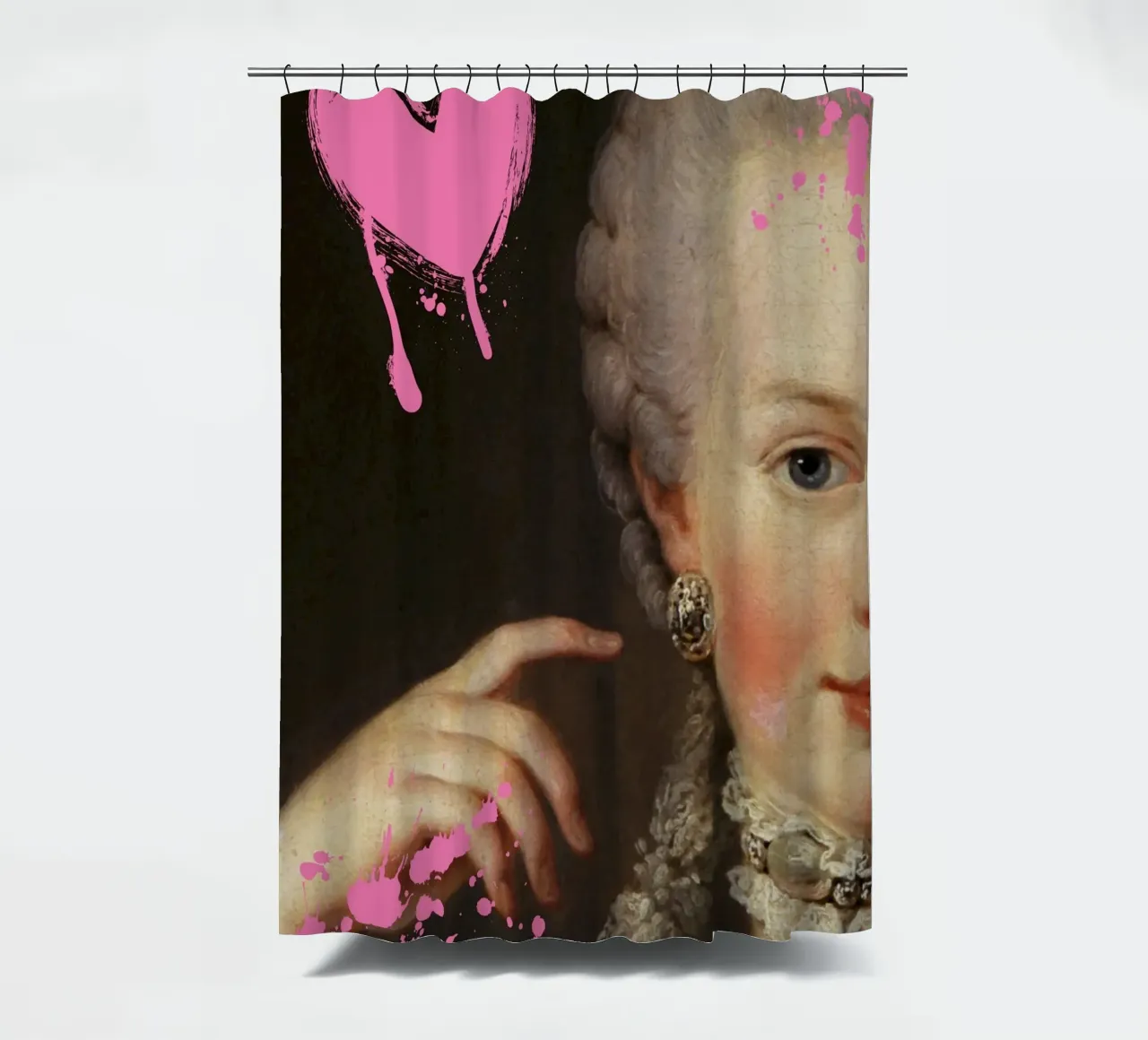 "Marie's Heart" - Pop-Art, klassischer Remix, Liebe, ausgefallenes Pink Duschvorhang von NorwesClub