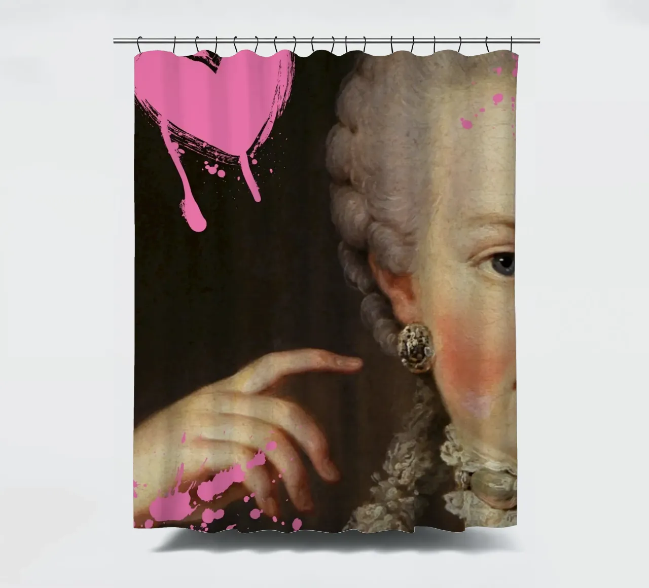"Marie's Heart" - Pop-Art, klassischer Remix, Liebe, ausgefallenes Pink Duschvorhang von NorwesClub