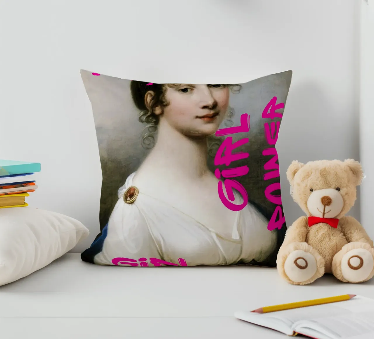 "Girl Power Princess" - Pop Art, Remix classico, Empowerment, cuscino da NorwesClub