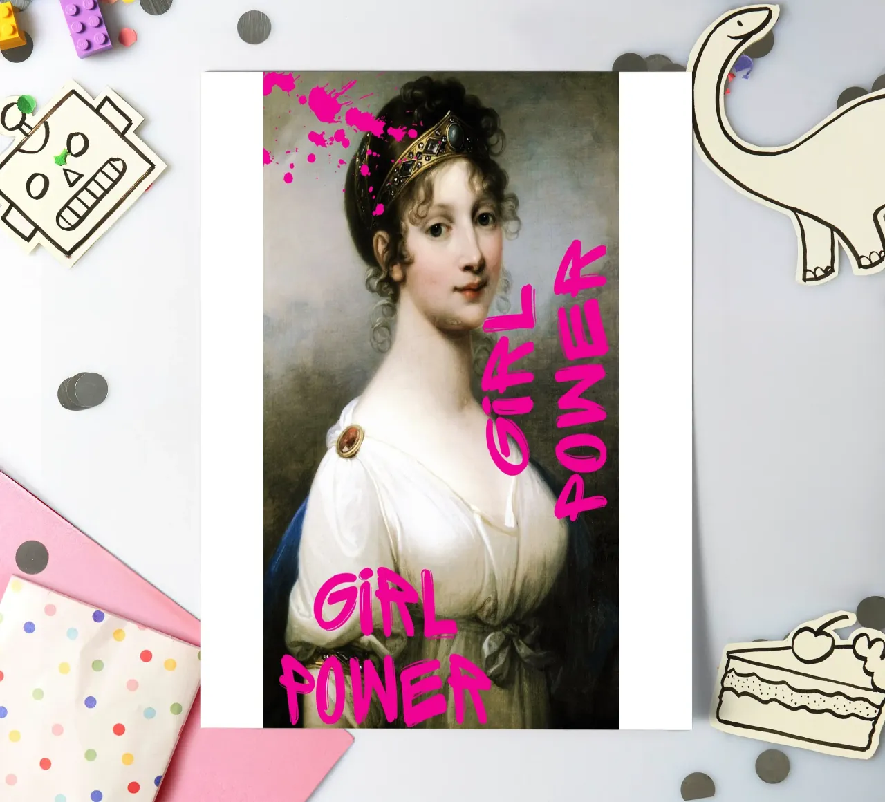 "Girl Power Princess" - Pop Art, klassischer Remix, Empowerment, Stickerbogen von NorwesClub
