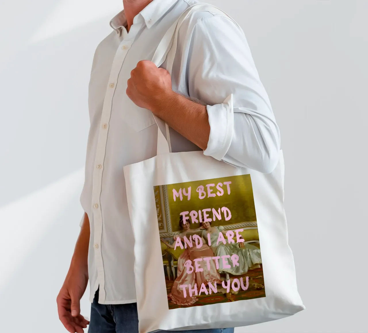 "Better Than You" - Pop Art, Remix classico, Umoristico, Amico borsa in juta da NorwesClub