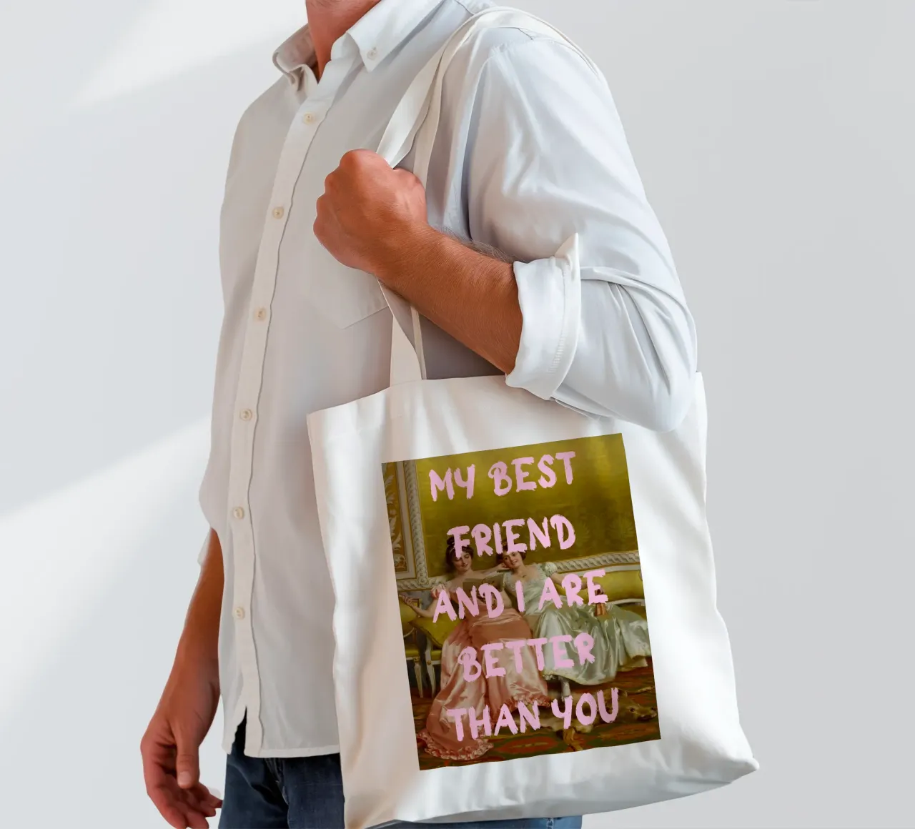 "Better Than You" - Pop-Art, klassischer Remix, humorvoll, Freund Jutebeutel von NorwesClub