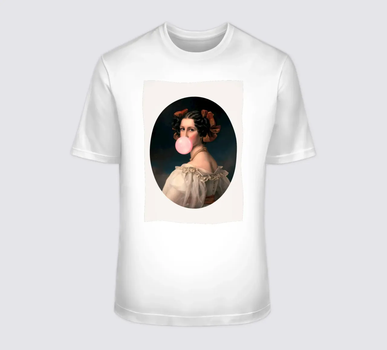 "Bubblegum Elegance" - Klassischer Remix, Pop-Art, verspieltes Porträt T-Shirt von NorwesClub