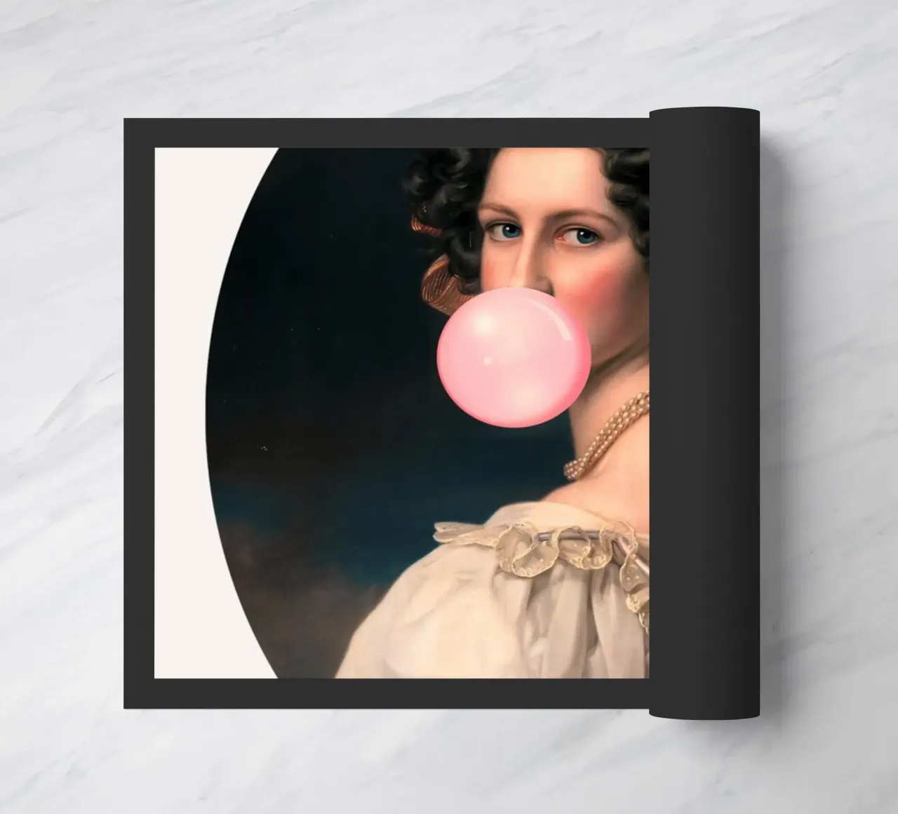 "Bubblegum Elegance" - Remix classico, arte pop, ritratto giocoso. zerbino da NorwesClub