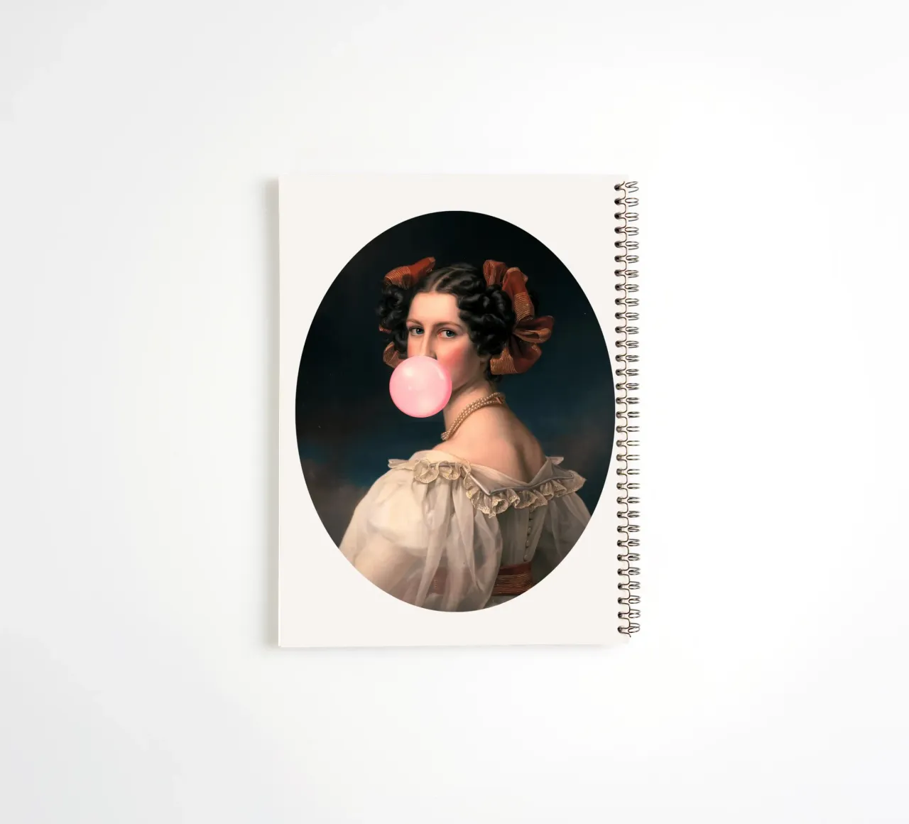 "Bubblegum Elegance" - Classic Remix, Pop Art, Playful Portr spiral notebook by NorwesClub