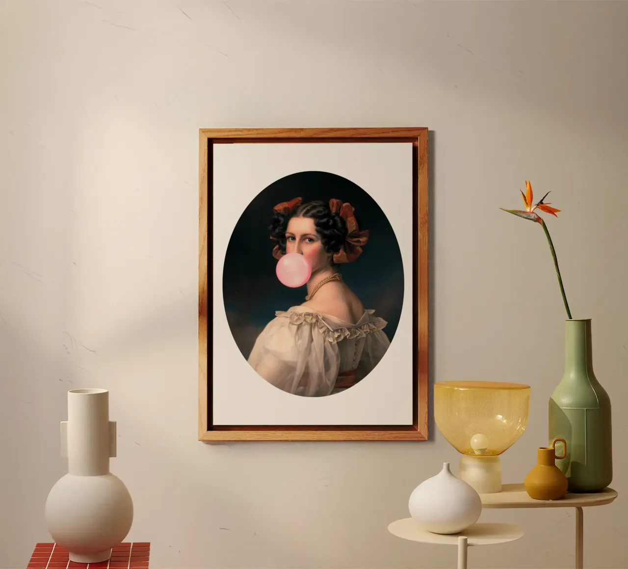 "Bubblegum Elegance" - Classic Remix, Pop Art, Playful Portr alu-dibond by NorwesClub