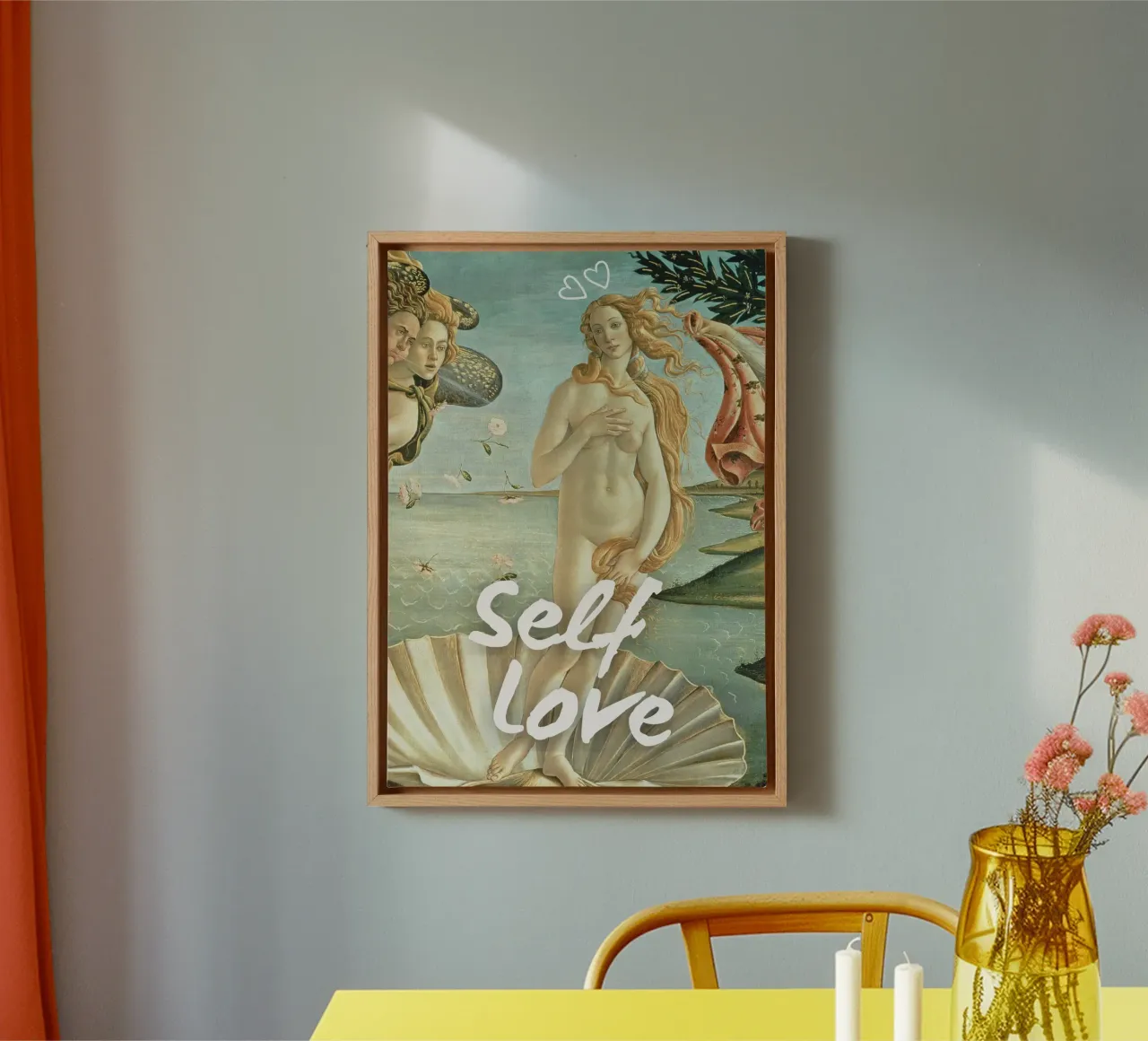 "Self Love Venus" - Botticelli Remix, Diosa, Empoderamiento, lienzo con Marco flotante de NorwesClub