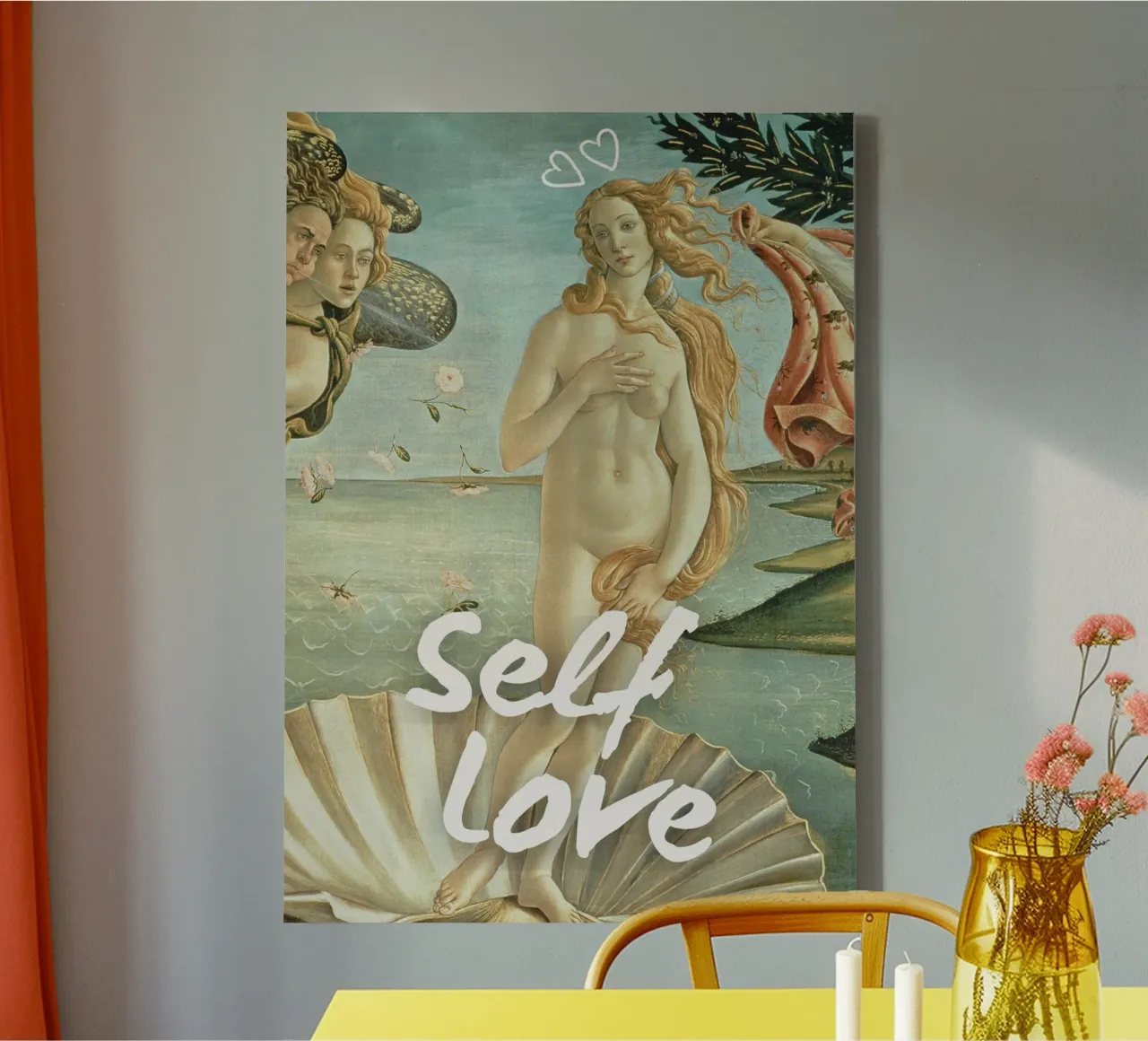 "Self Love Venus" - Botticelli Remix, Diosa, Empoderamiento, lienzo con Marco flotante de NorwesClub