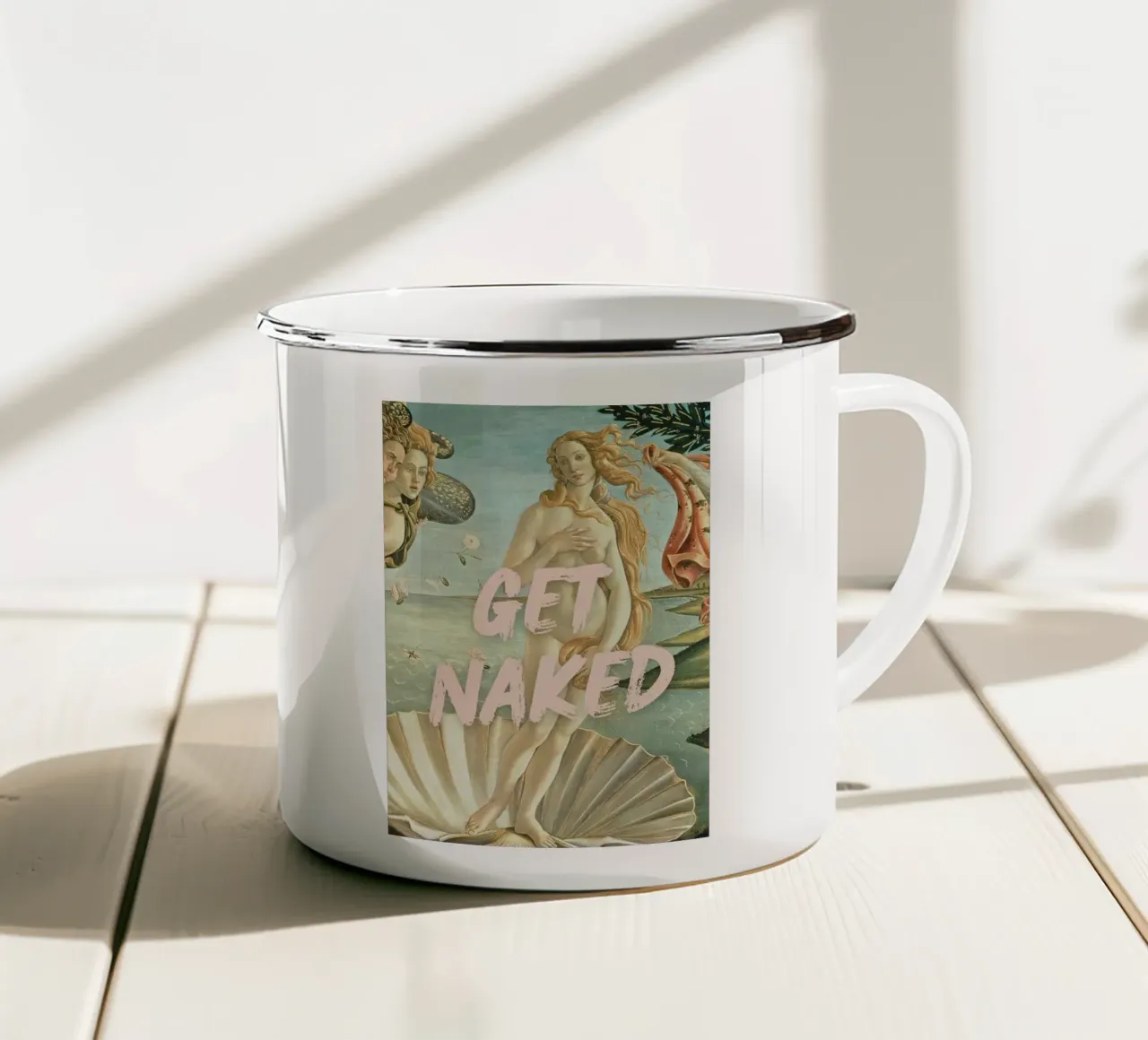 "Nuda, Venere" - Botticelli Remix, Pop Art, Body Positiv tazza in smalto da NorwesClub