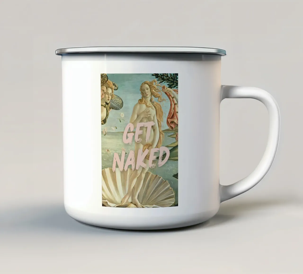 "Nuda, Venere" - Botticelli Remix, Pop Art, Body Positiv tazza in smalto da NorwesClub