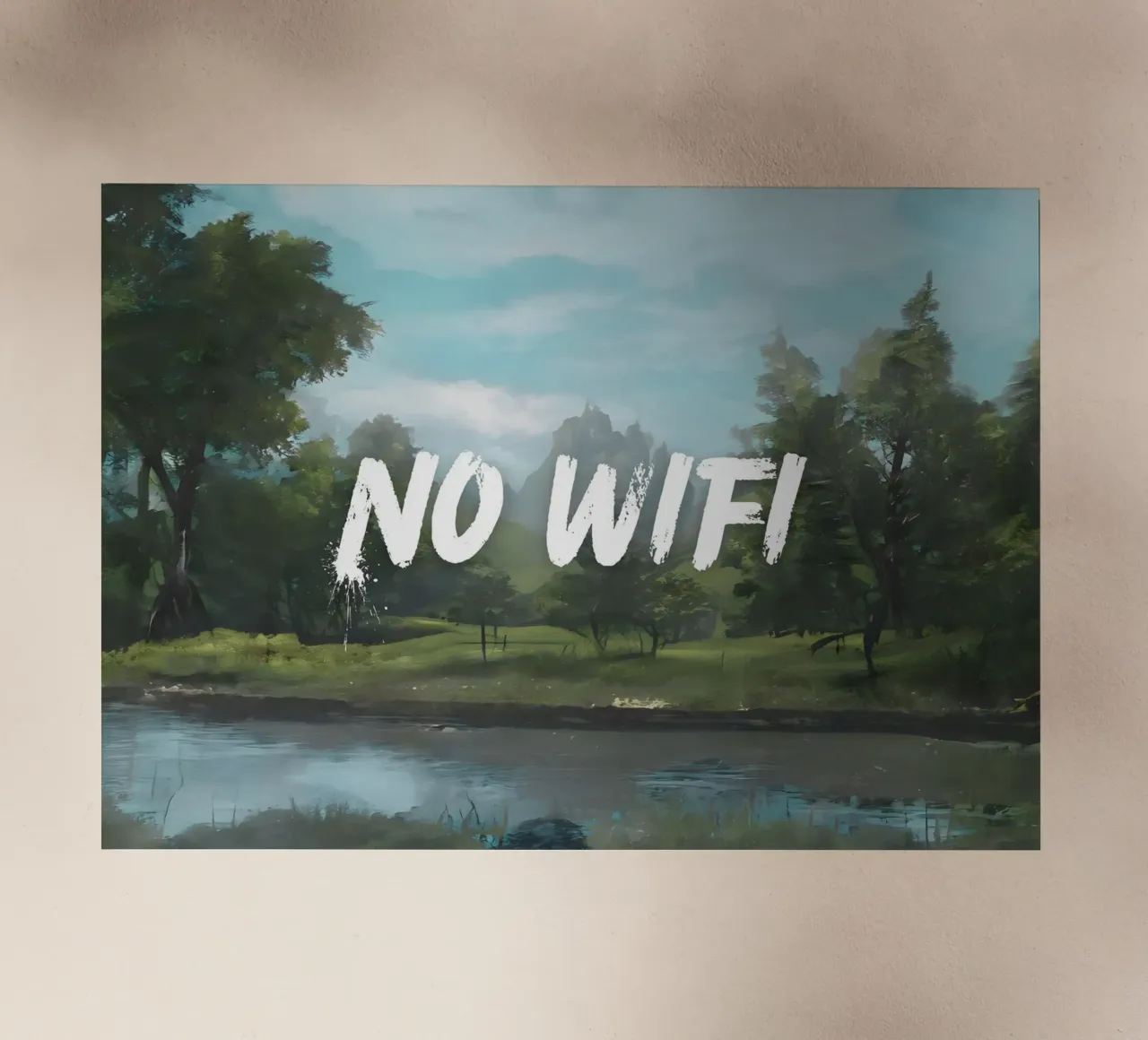"No Wifi - Riverside" - Mokaky, Paesaggio, Digital Detox, Se pellicola backlit da NorwesClub