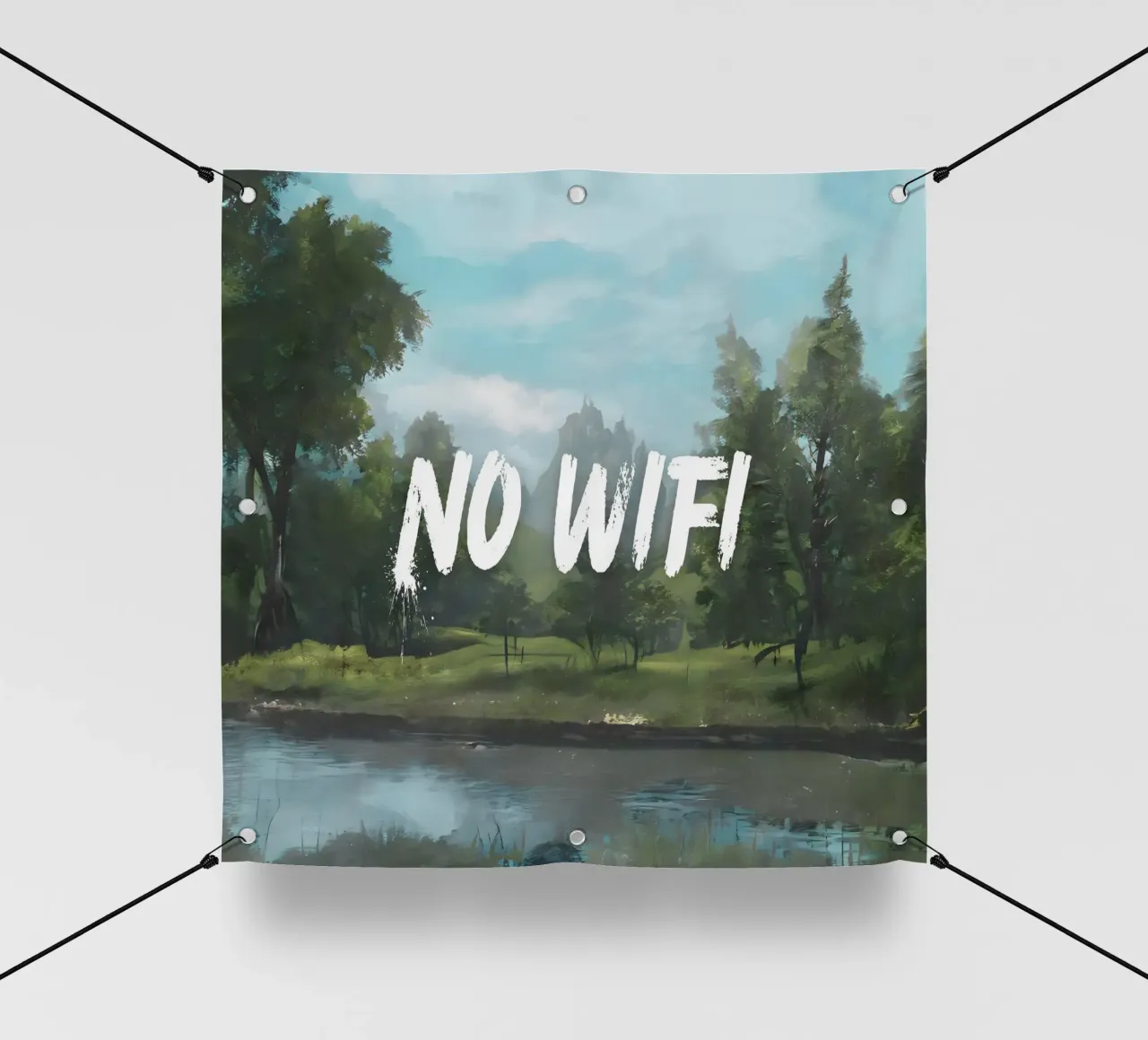"No Wifi - Riverside" - Mokaky, Paesaggio, Digital Detox, Se telo in pvc da NorwesClub