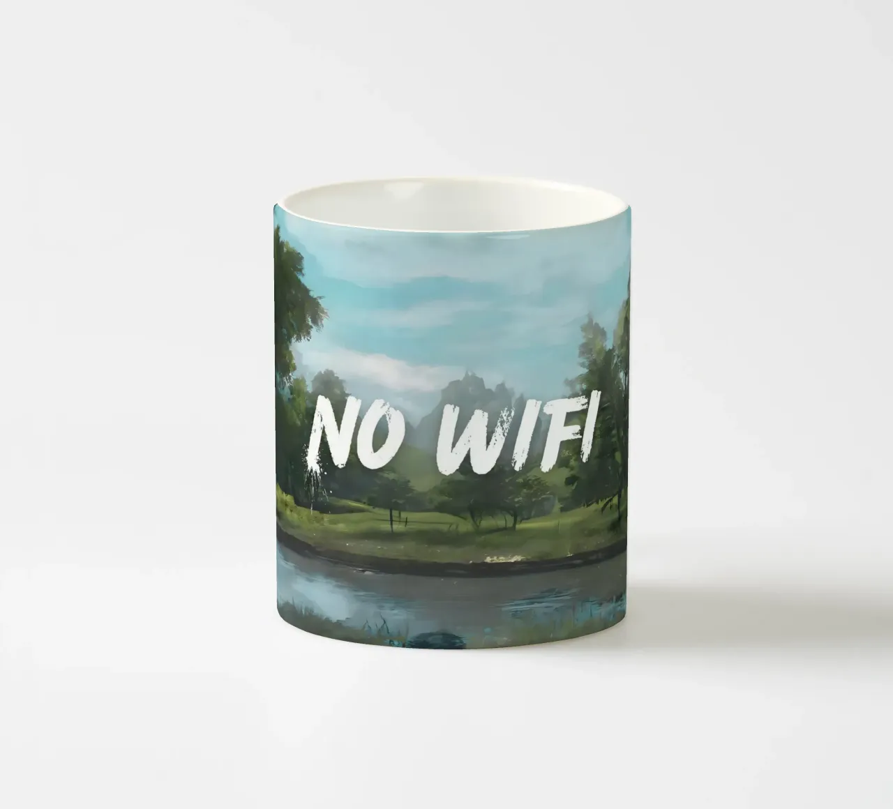 "No Wifi - Riverside" - Mokaky, Paesaggio, Digital Detox, Se tazza in ceramica da NorwesClub