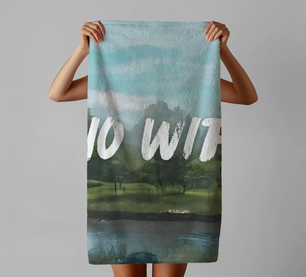 "Geen Wifi - Riverside" - Mokaky, Landschap, Digitale Detox, Se badhanddoek van NorwesClub