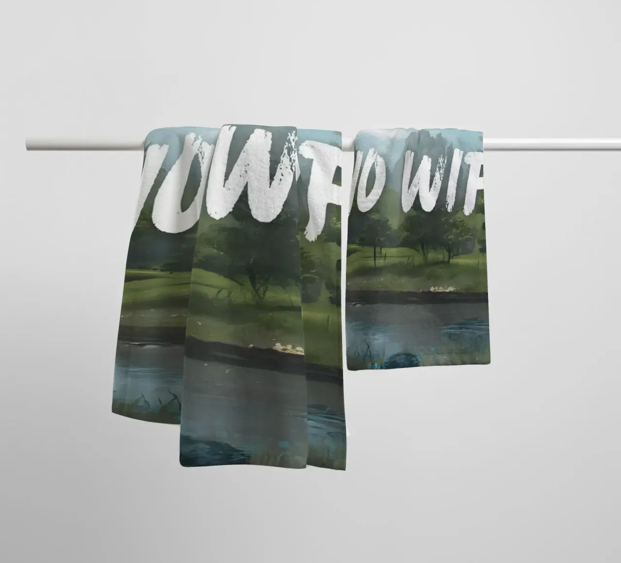 "Geen Wifi - Riverside" - Mokaky, Landschap, Digitale Detox, Se badhanddoek van NorwesClub