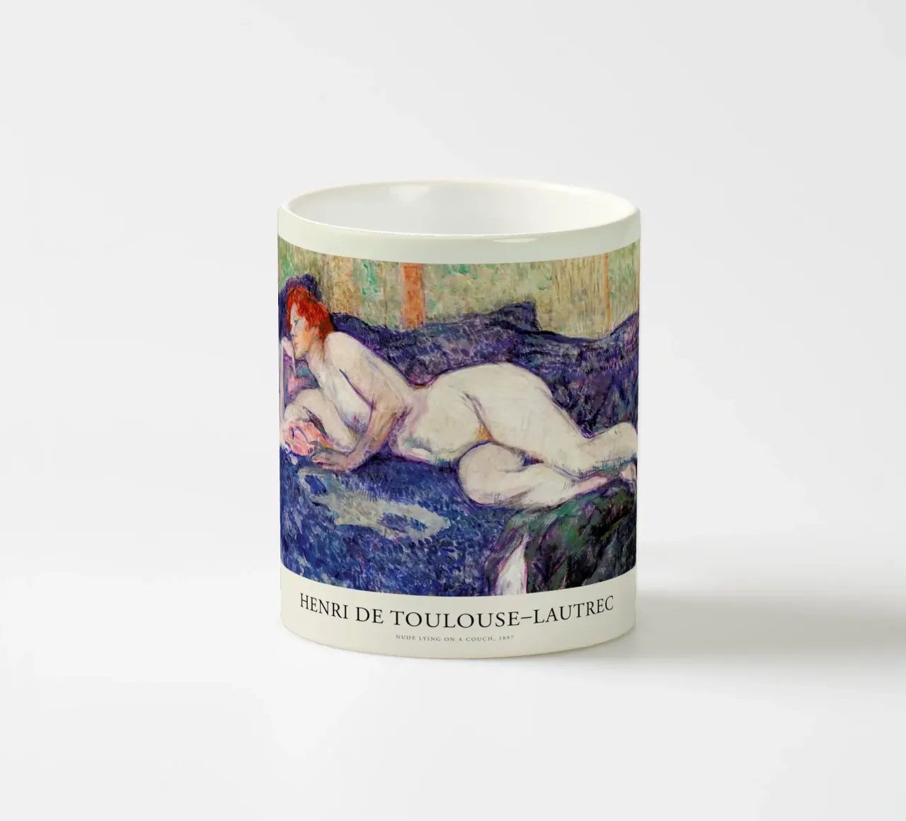 Toulouse-Lautrec - Nude Lying on a Couch tazza in ceramica da Vintage by JUNIQE