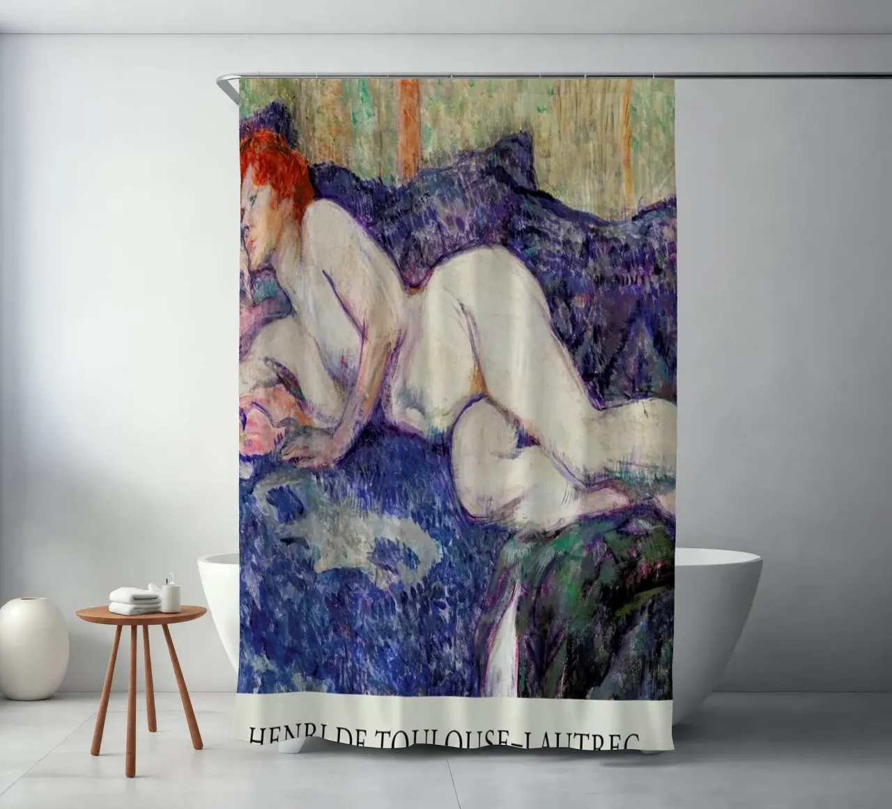 Toulouse-Lautrec - Nude Lying on a Couch shower curtain by Vintage by JUNIQE