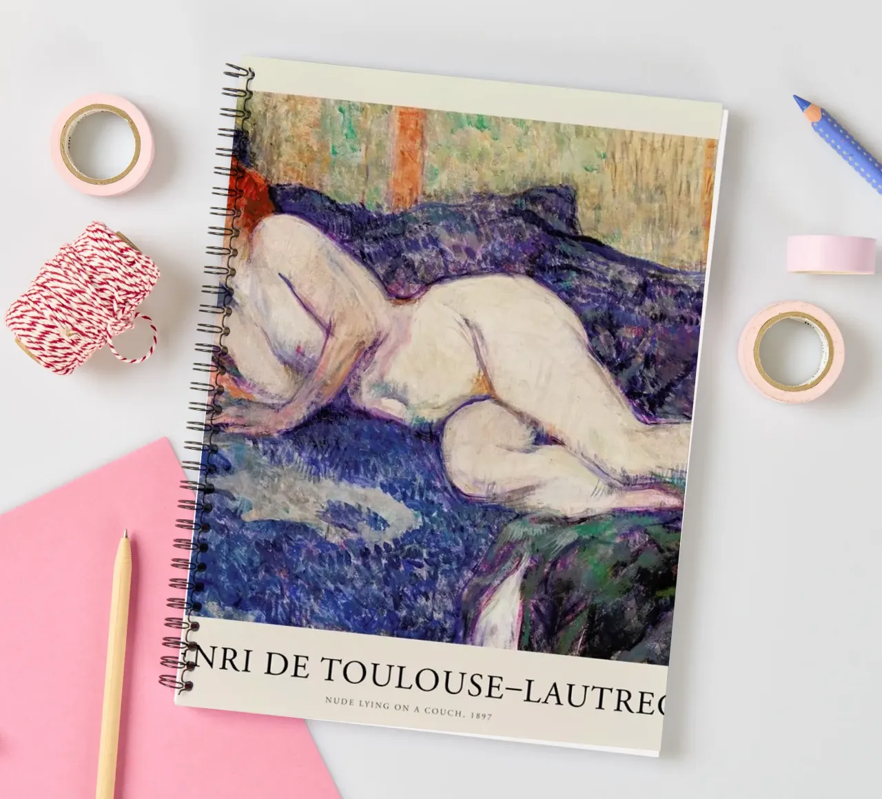 Toulouse-Lautrec - Nude Lying on a Couch spiral notebook by Vintage by JUNIQE