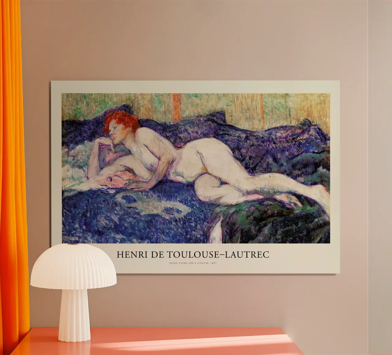 Toulouse-Lautrec - Nude Lying on a Couch poster van Vintage by JUNIQE