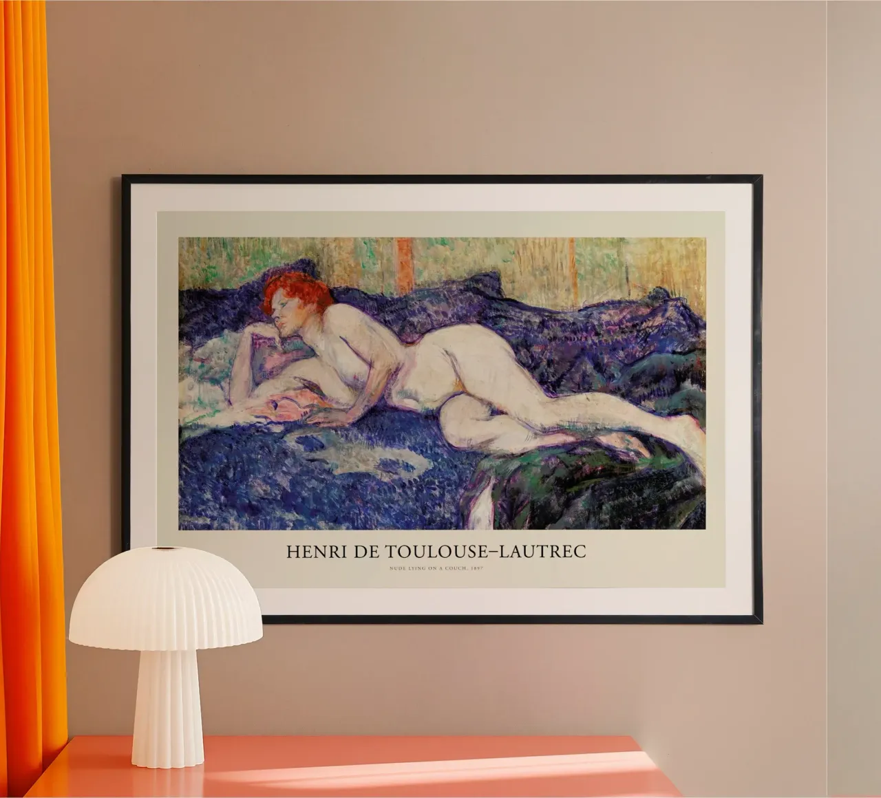 Toulouse-Lautrec - Nude Lying on a Couch poster van Vintage by JUNIQE