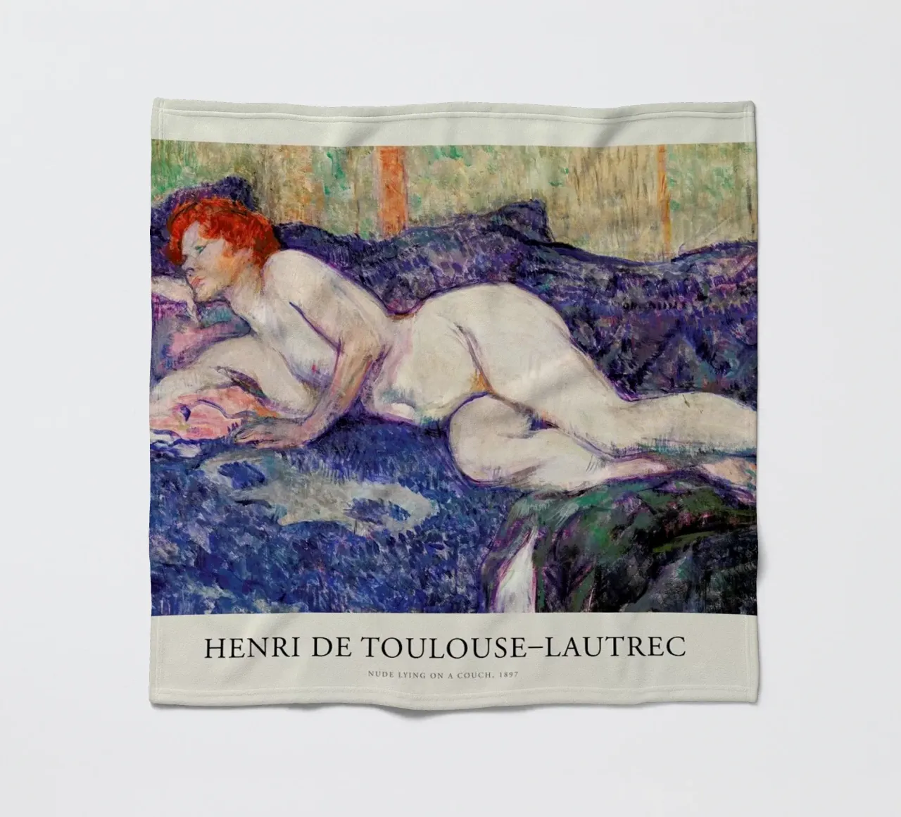Toulouse-Lautrec - Nude Lying on a Couch coperta in pile da Vintage by JUNIQE