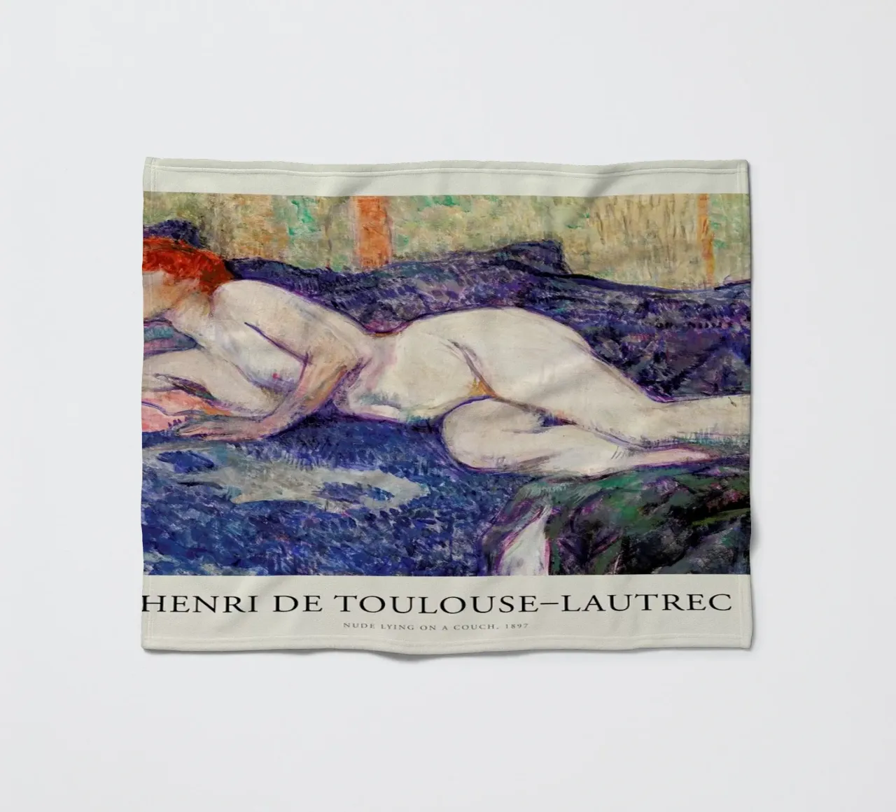 Toulouse-Lautrec - Nude Lying on a Couch coperta in pile da Vintage by JUNIQE