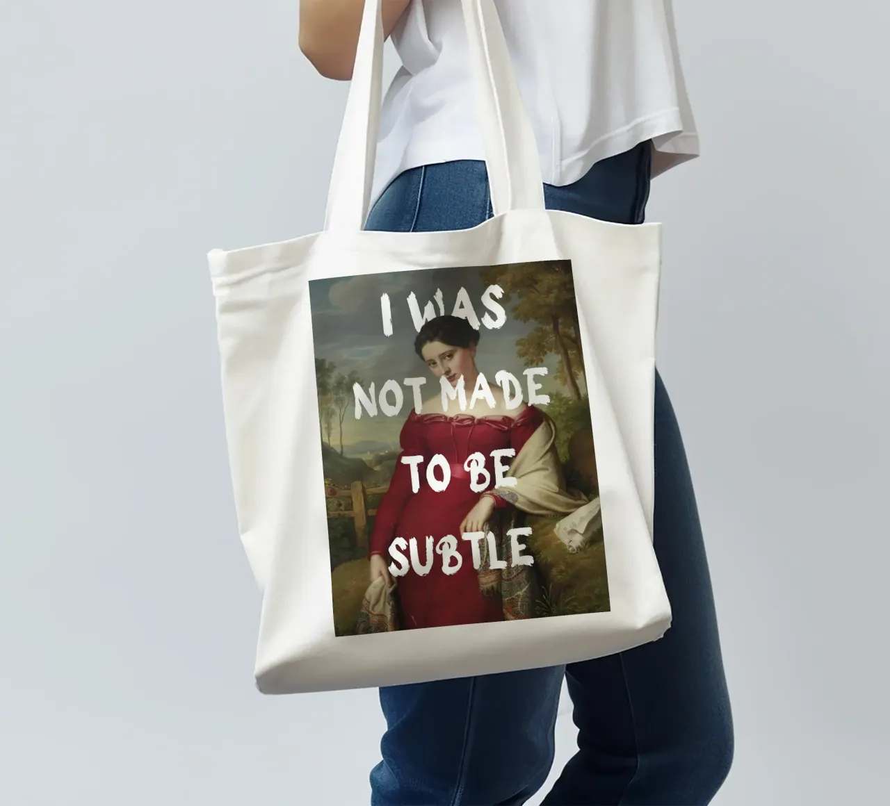 "Not Subtle" - Remix classico, empowerment, dichiarazione audace, T borsa in juta da NorwesClub