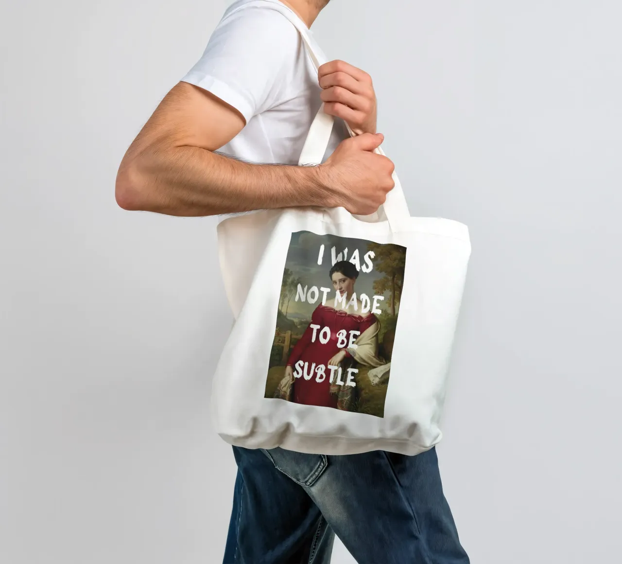 "Not Subtle" - Remix classico, empowerment, dichiarazione audace, T borsa in juta da NorwesClub