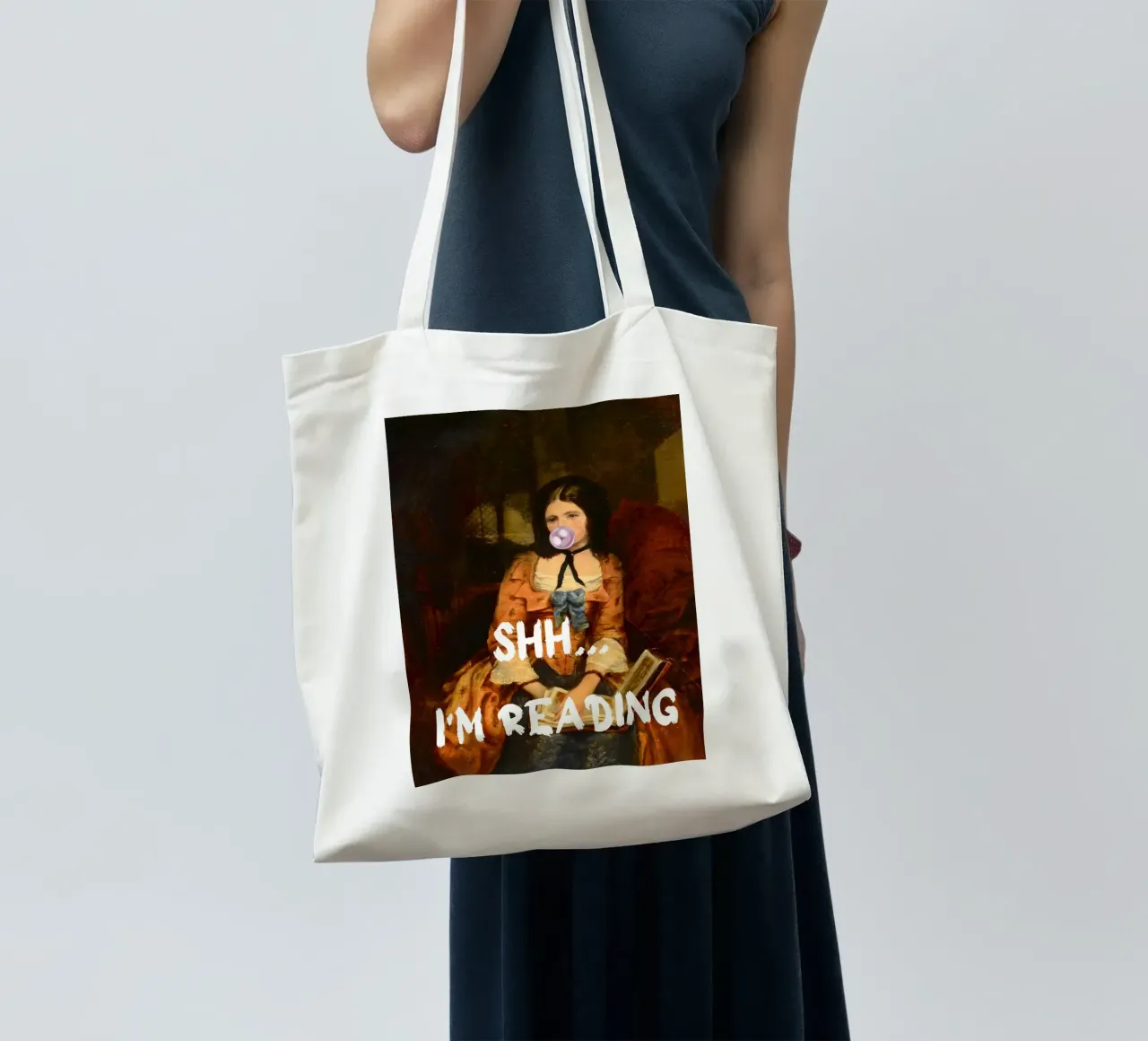 "Shh... sto leggendo" - Pop Art, Remix classico, Umoristico, Boo borsa in juta da NorwesClub
