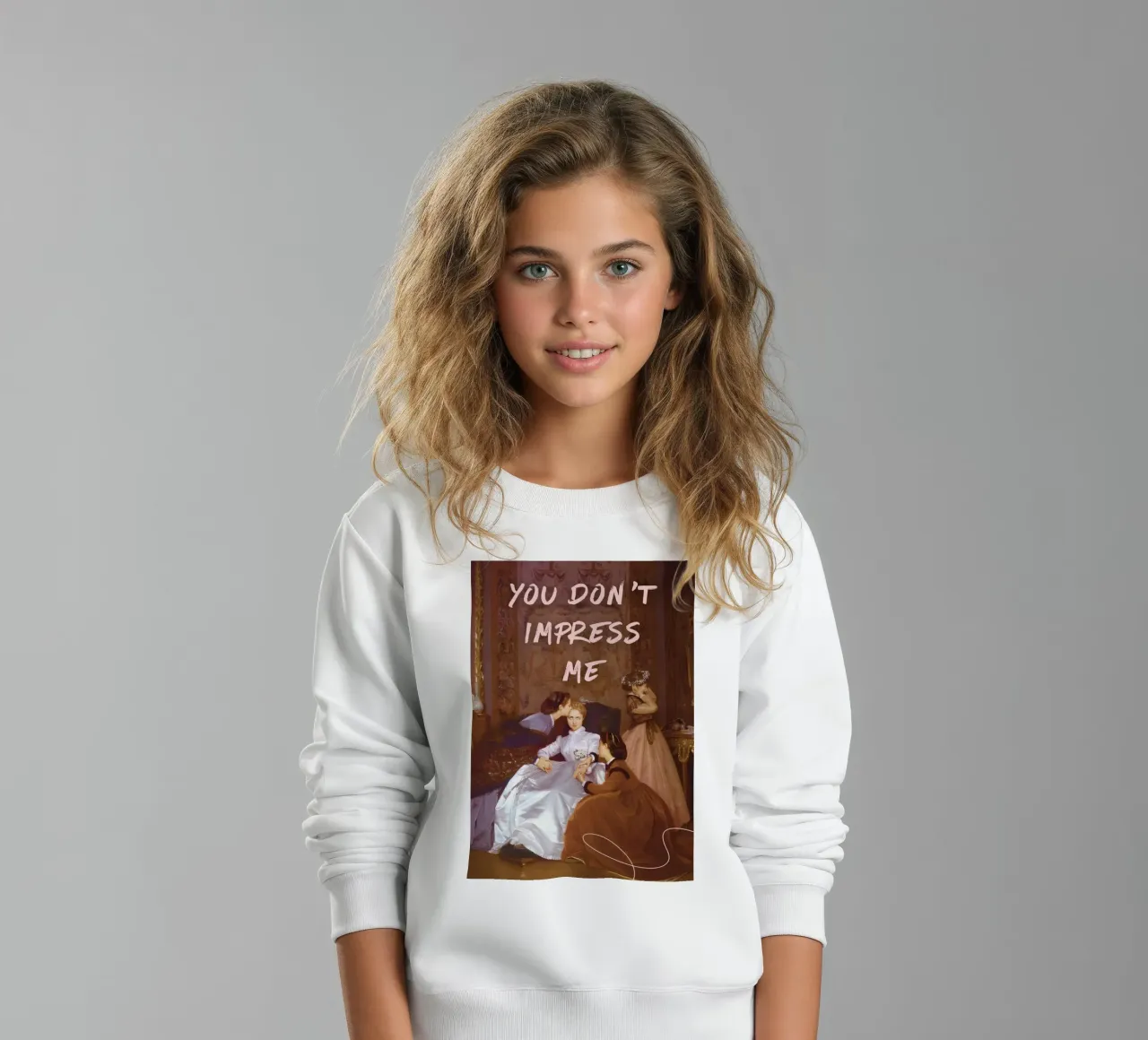 "Don't Impress Me" - Classic Remix, Pop Art, Humorous, Bold kids sweatshirt by NorwesClub