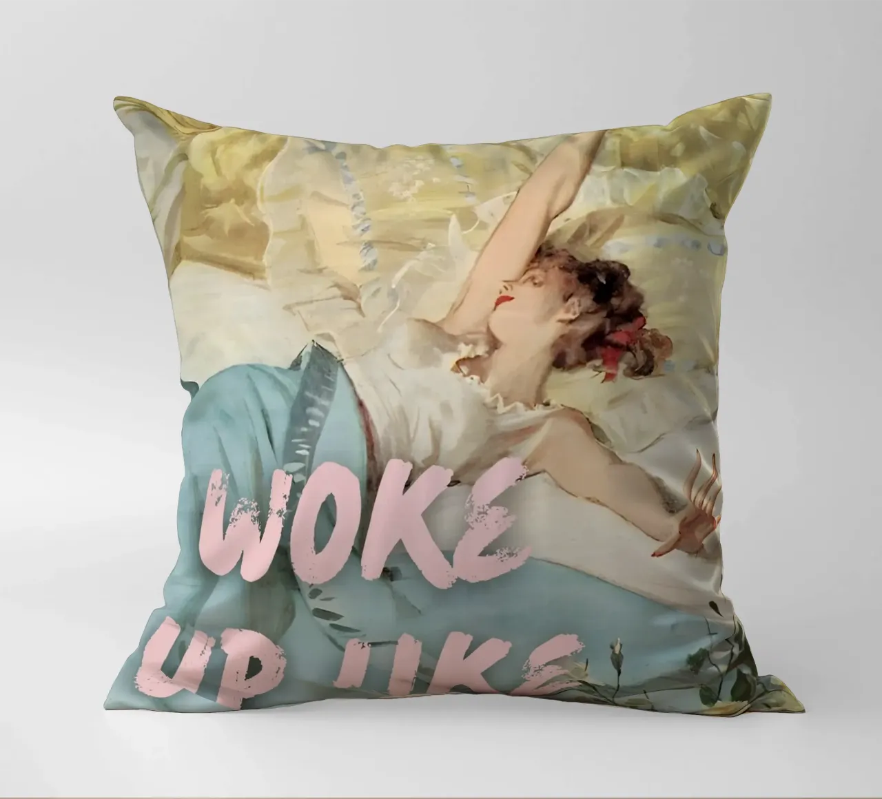 "Woke Up Like This" - Pop Art, Remix classico, Glamour, Trend cuscino da NorwesClub