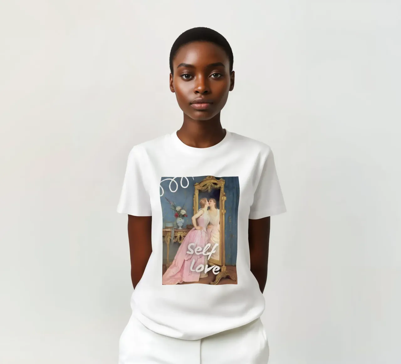 "Riflessione sull'amore di sé" - Remix classico, arte pop, empowerment t-shirt da NorwesClub