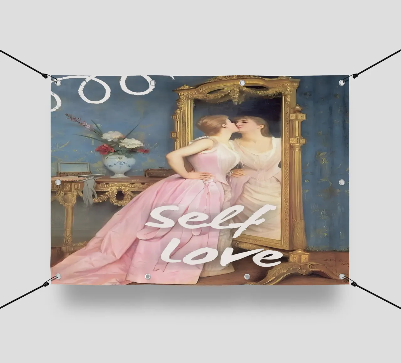 "Riflessione sull'amore di sé" - Remix classico, arte pop, empowerment telo in pvc da NorwesClub